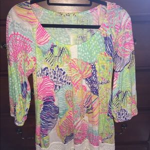 Lilly Pulitzer Top | Off the shoulder, fringe, M